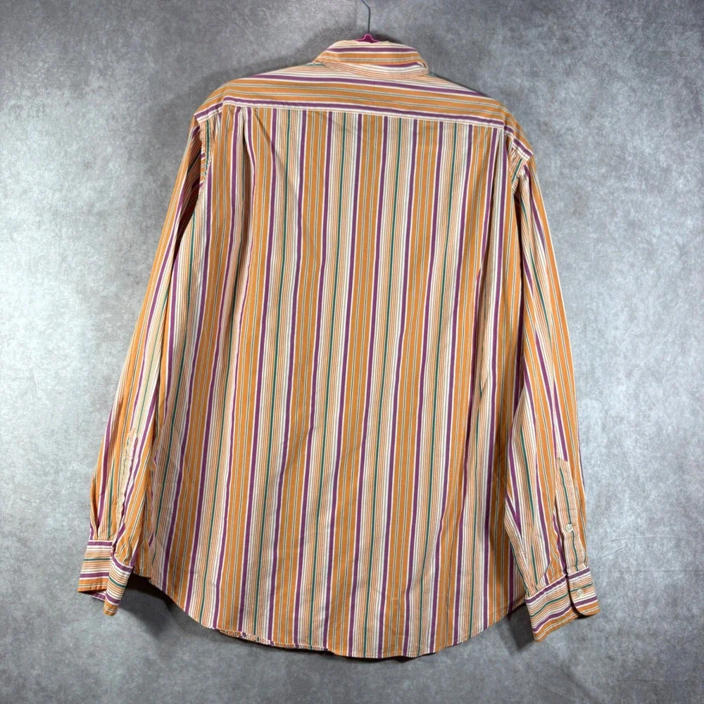 Polo Ralph Lauren Button Down Shirt Mens XL Orange Estate Sport Striped Cotton
